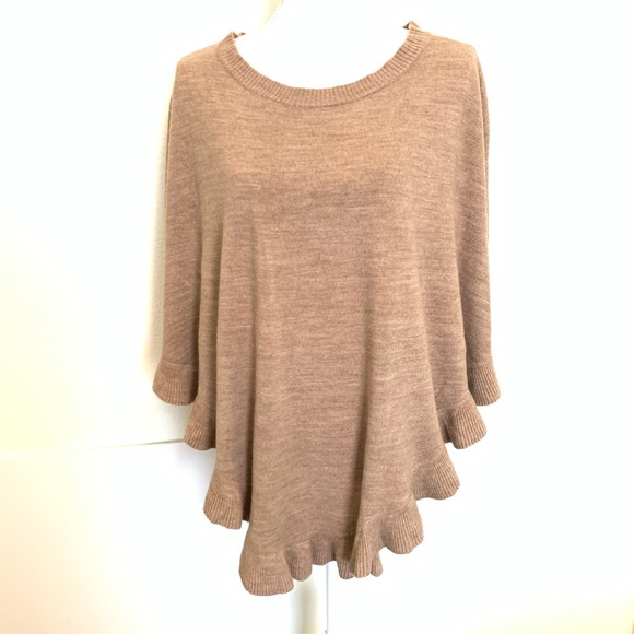 Zara Beige Ruffle Poncho - Picture 1 of 7